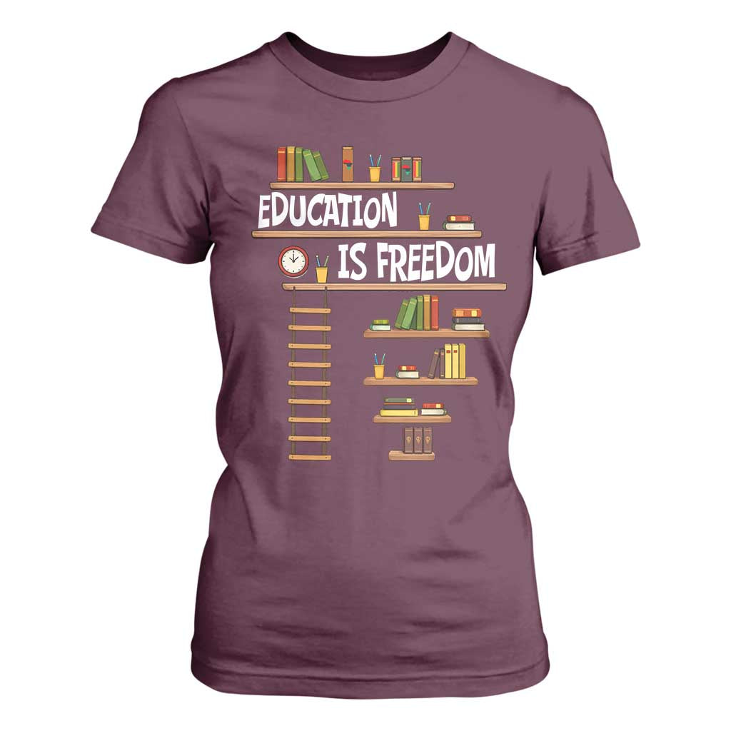 Education Is Freedom T Shirt For Women African American History Africa Map Books - African Pride