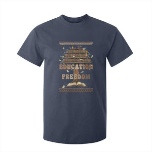 Education Is Freedom Teacher Gift T Shirt For Kid Inspirational Africa Map Book Stack - African Pride