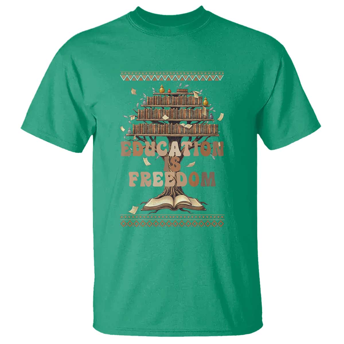 Education Is Freedom Teacher Gift T Shirt Inspirational Africa Map Book Stack - African Pride