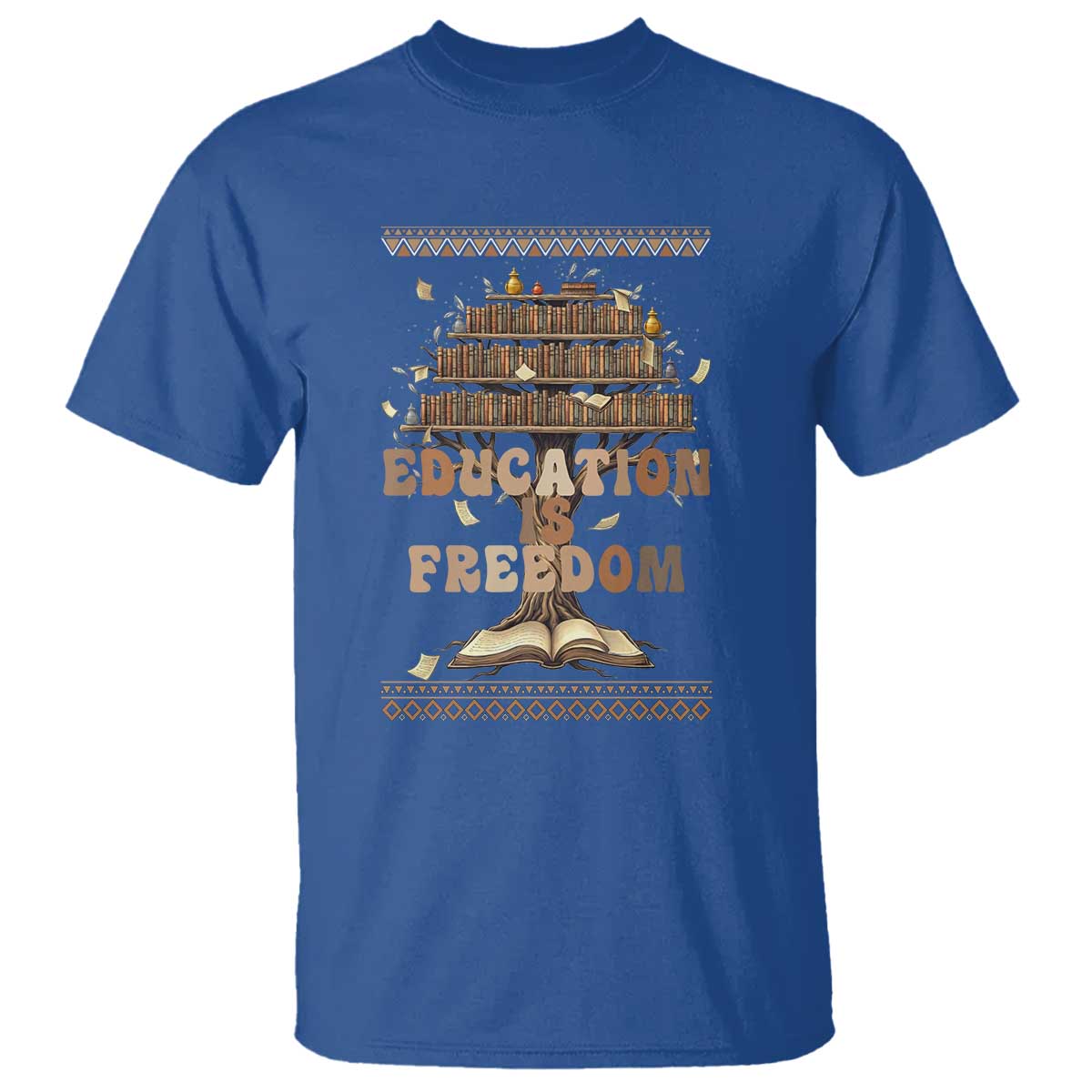 Education Is Freedom Teacher Gift T Shirt Inspirational Africa Map Book Stack - African Pride
