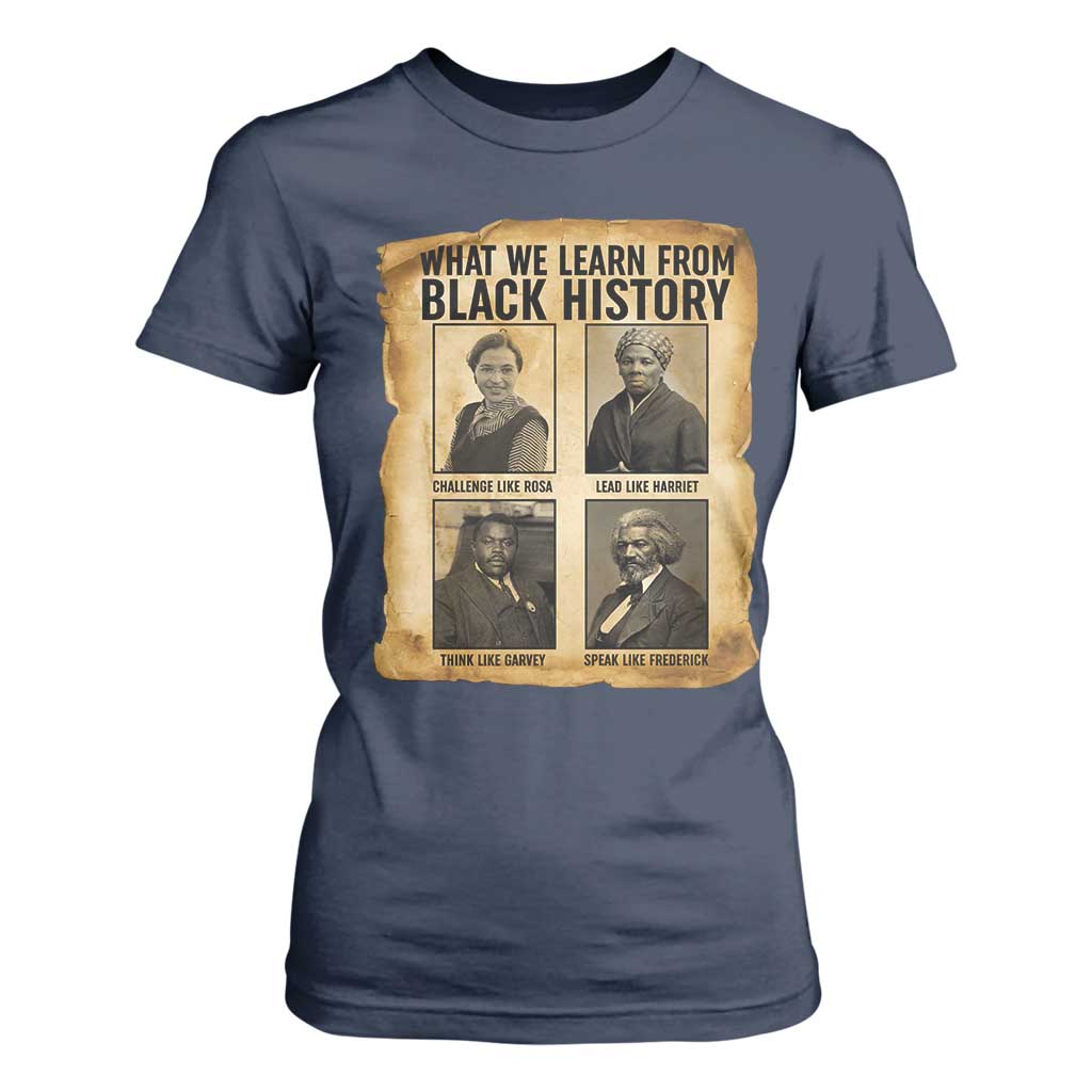 What We Learn From Black History T Shirt For Women Vintage African American Leaders - African Pride
