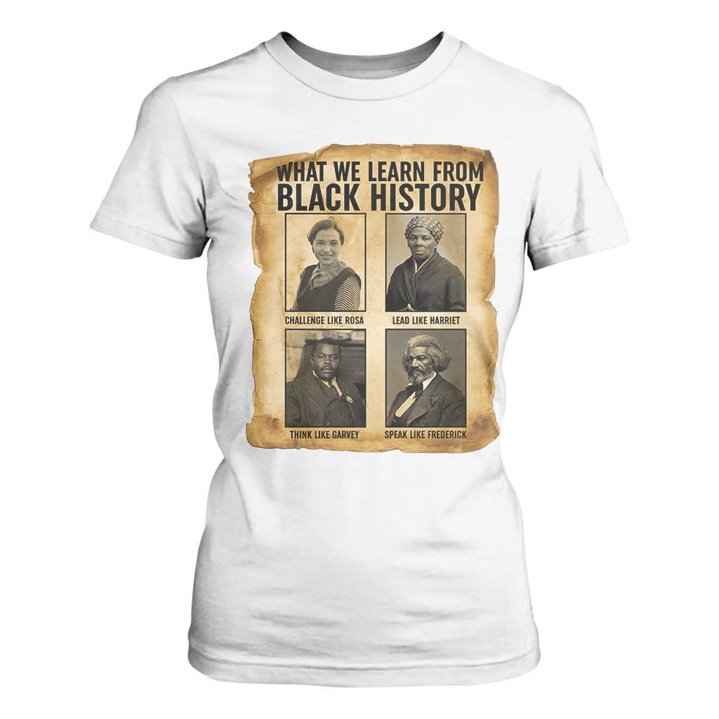 What We Learn From Black History T Shirt For Women Vintage African American Leaders - African Pride