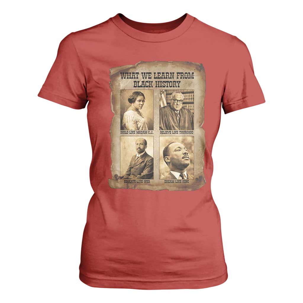What We Learn From Black History T Shirt For Women Iconic African American Figures - African Pride