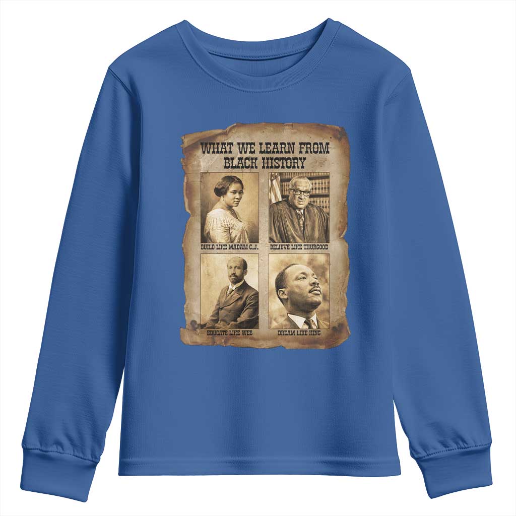 What We Learn From Black History Youth Sweatshirt Iconic African American Figures - African Pride