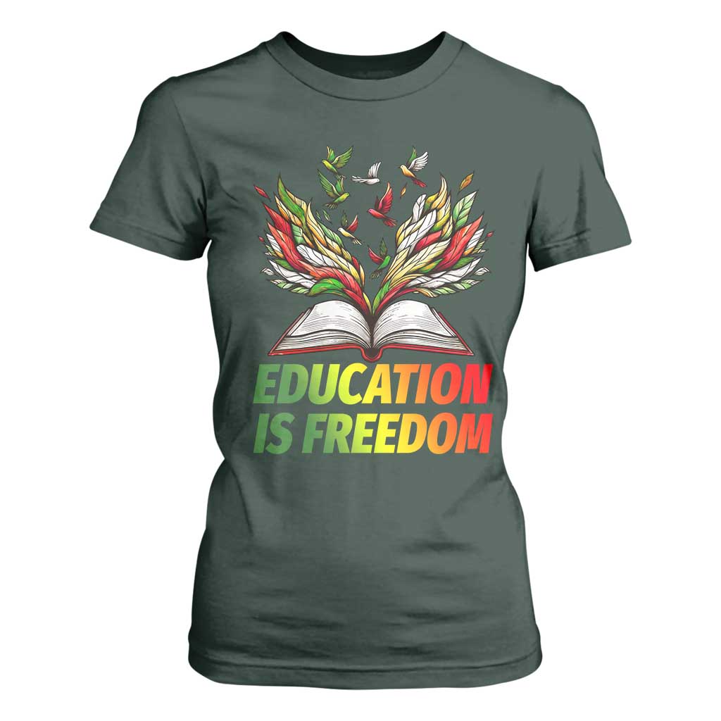 Education Is Freedom T Shirt For Women Inspirational Black Teacher Gift - African Pride
