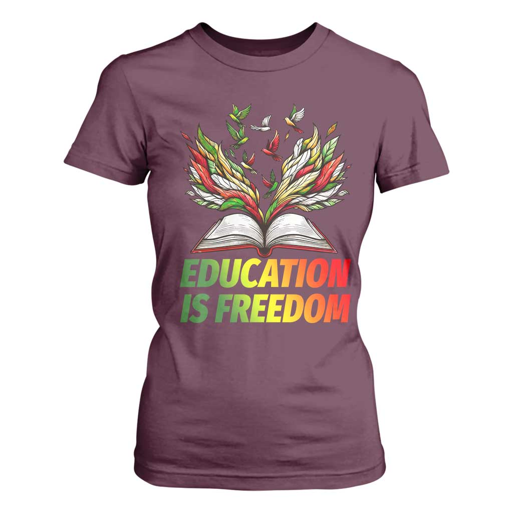 Education Is Freedom T Shirt For Women Inspirational Black Teacher Gift - African Pride