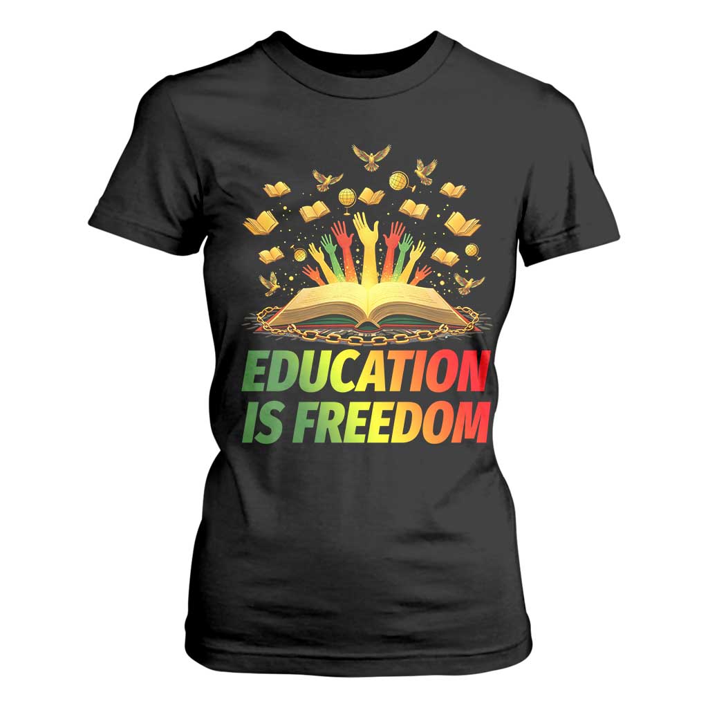 Education Is Freedom T Shirt For Women Black Education Teacher Gift - African Pride