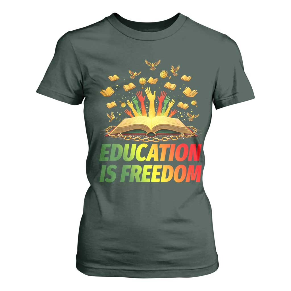 Education Is Freedom T Shirt For Women Black Education Teacher Gift - African Pride