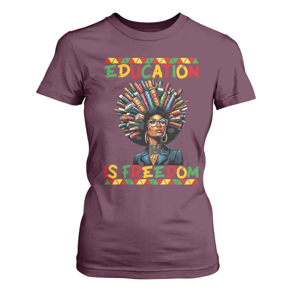 Education Is Freedom T Shirt For Women Black History Month Gift For Teachers - African Pride
