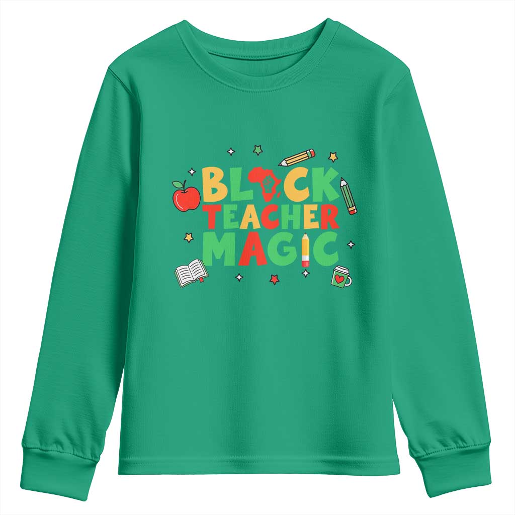 Inspirational Black Teacher Magic Youth Sweatshirt African American History Month - African Pride