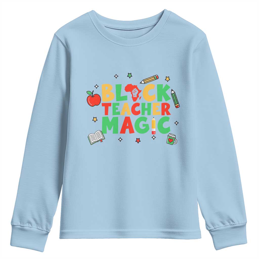 Inspirational Black Teacher Magic Youth Sweatshirt African American History Month - African Pride