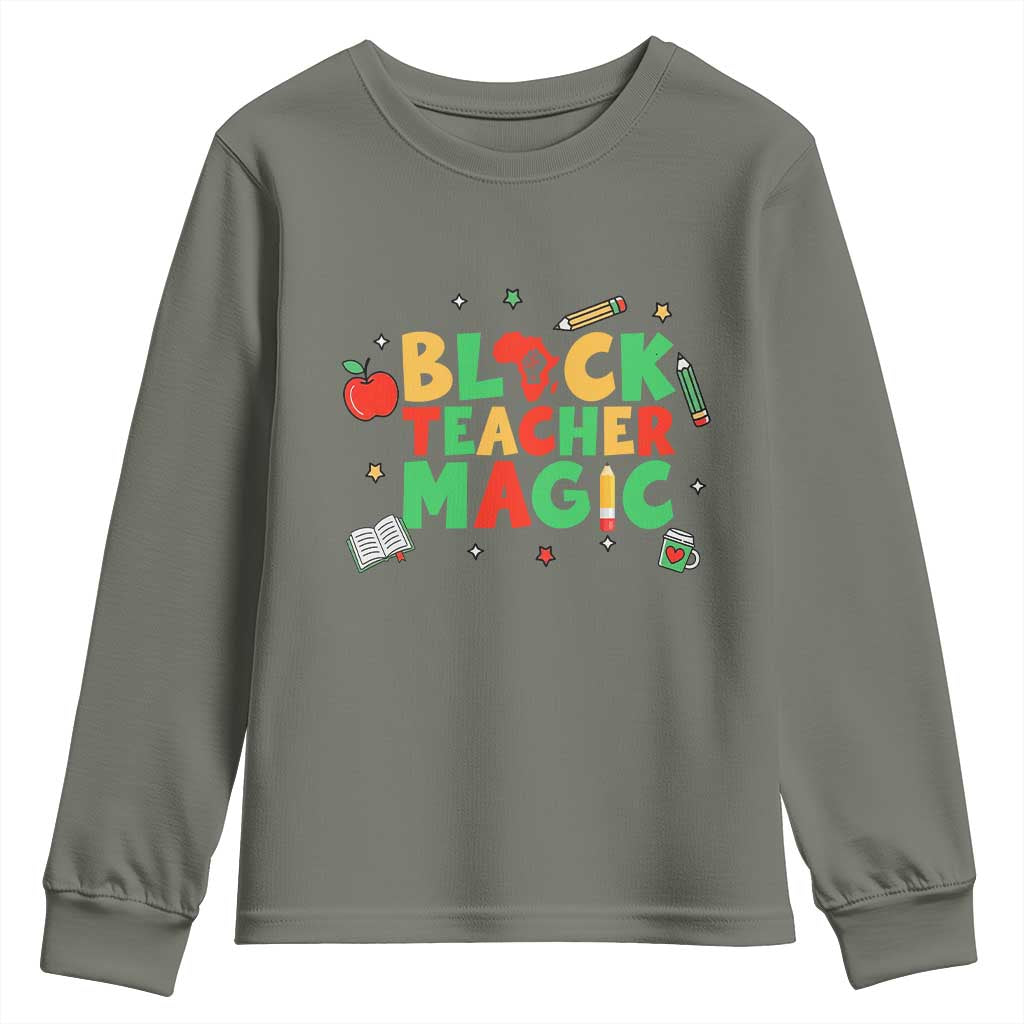 Inspirational Black Teacher Magic Youth Sweatshirt African American History Month - African Pride