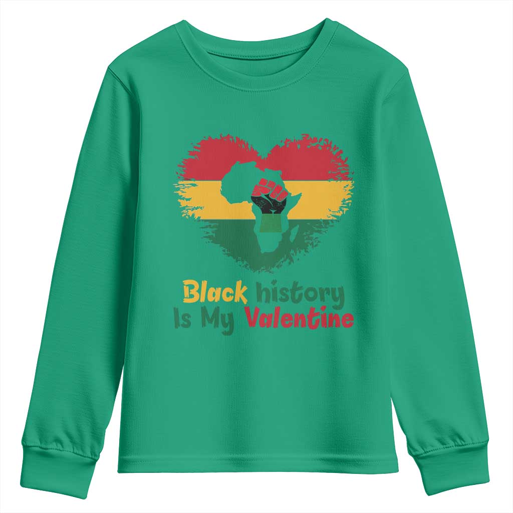 African American Women Pride Youth Sweatshirt Black History Is My Valentine - African Pride