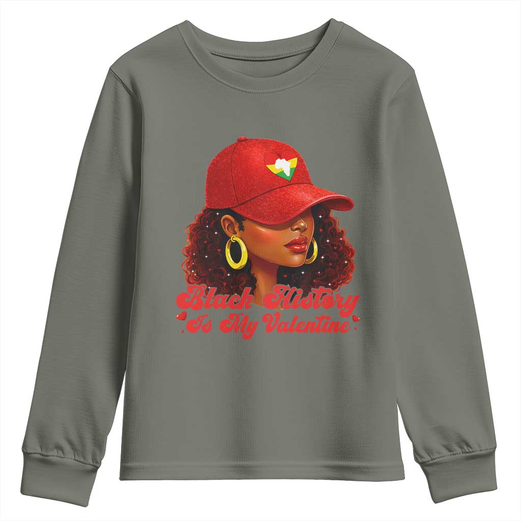 Black History Is My Valentine Youth Sweatshirt Melanin Pride Valentines Day Gift - African Pride