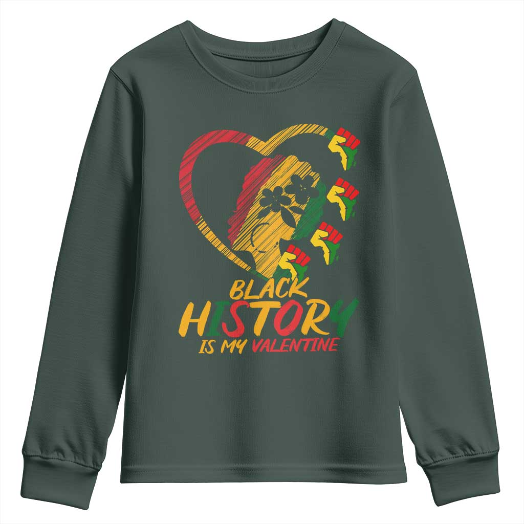 Black History Is My Valentine Youth Sweatshirt Gift For Melanin Queen - African Pride