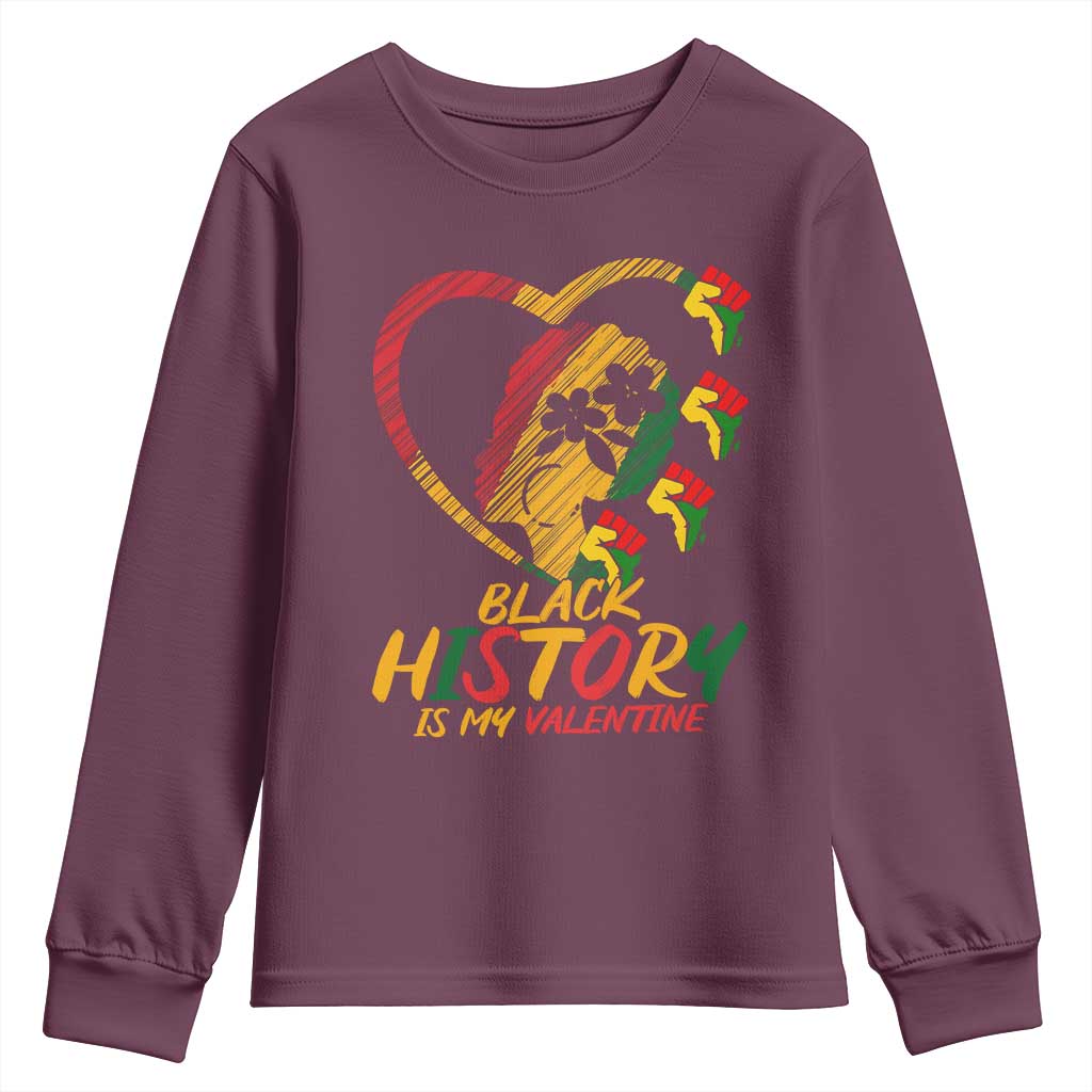 Black History Is My Valentine Youth Sweatshirt Gift For Melanin Queen - African Pride