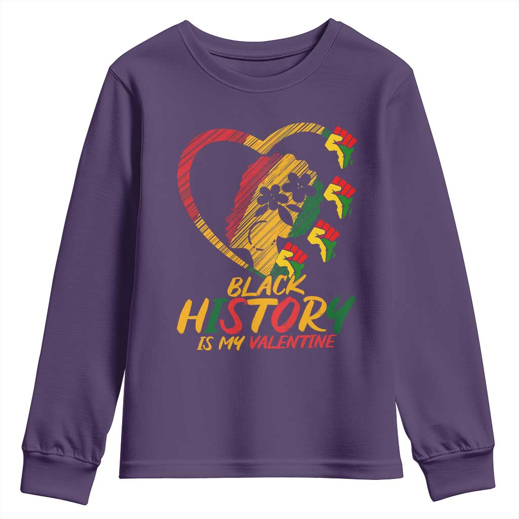 Black History Is My Valentine Youth Sweatshirt Gift For Melanin Queen - African Pride