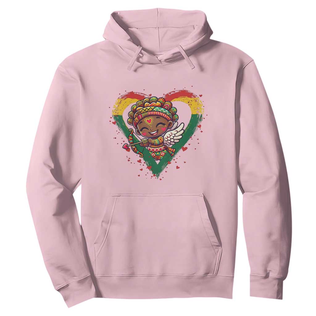 Cute Black Cupid Hoodie Melanin Pride Valentines Day Gift - African Pride