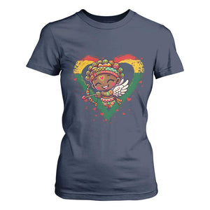 Cute Black Cupid T Shirt For Women Melanin Pride Valentines Day Gift - African Pride