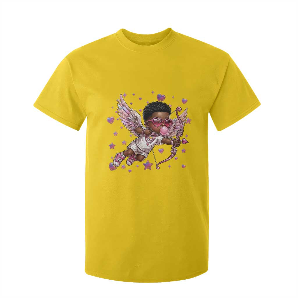 Cute Black Cupid T Shirt For Kid African American Valentines Day Gift - African Pride