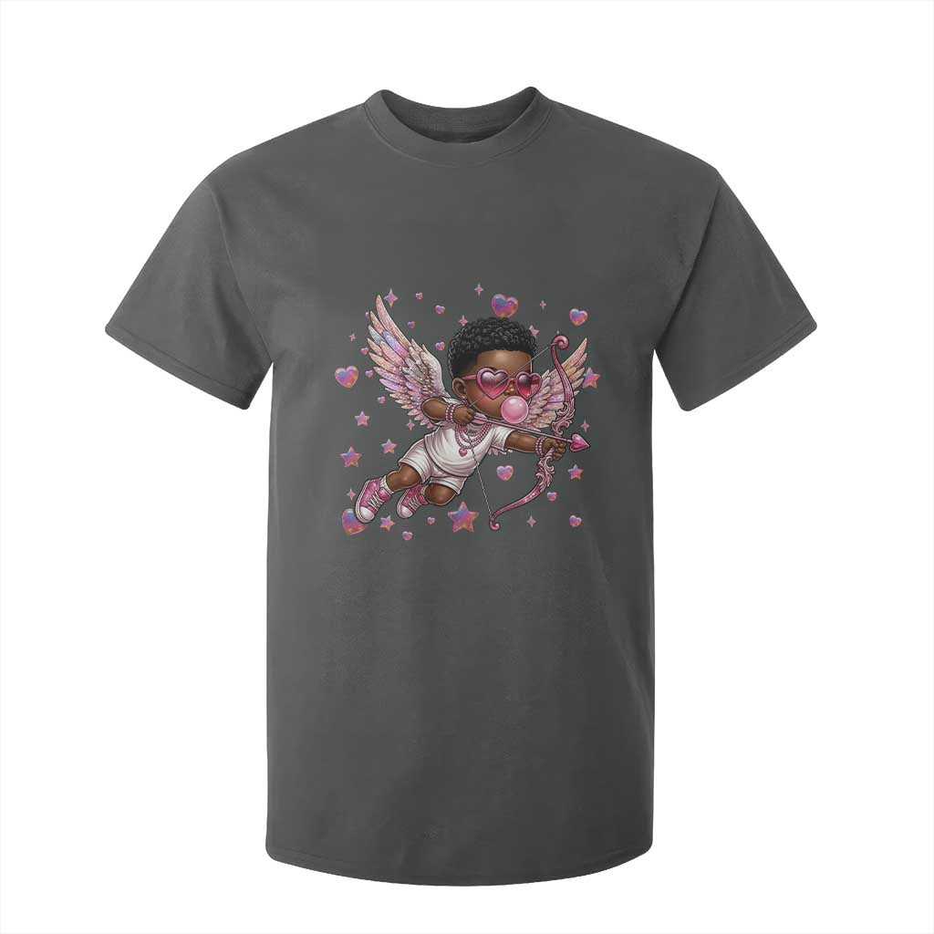 Cute Black Cupid T Shirt For Kid African American Valentines Day Gift - African Pride