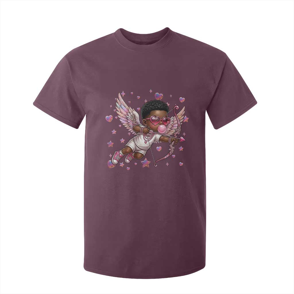 Cute Black Cupid T Shirt For Kid African American Valentines Day Gift - African Pride