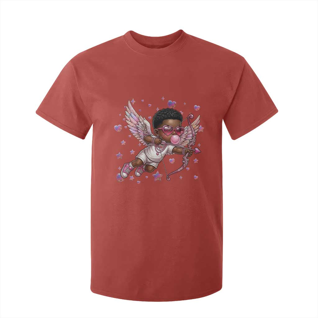 Cute Black Cupid T Shirt For Kid African American Valentines Day Gift - African Pride