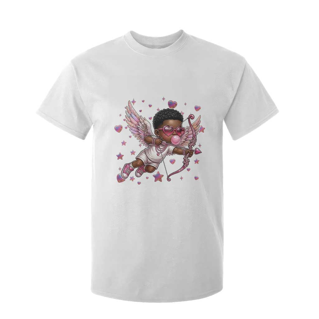 Cute Black Cupid T Shirt For Kid African American Valentines Day Gift - African Pride