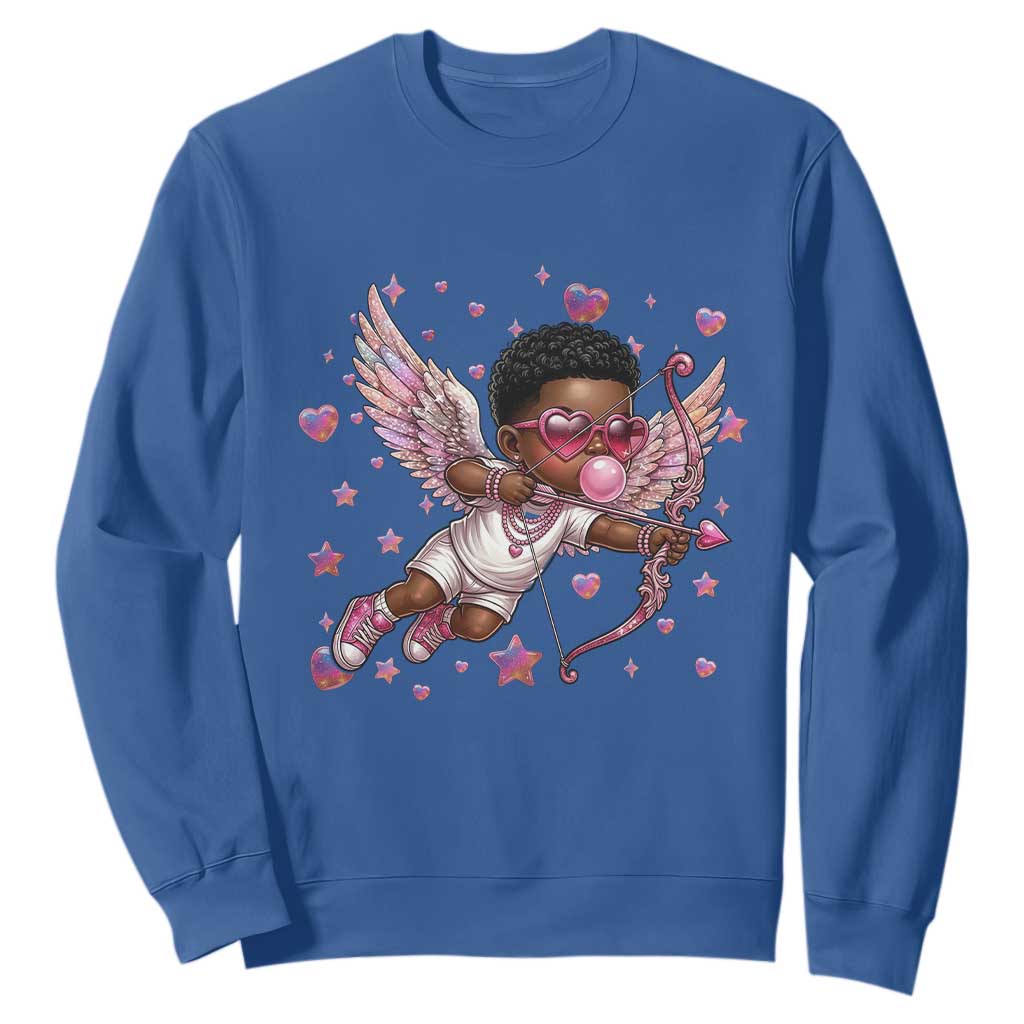Cute Black Cupid Sweatshirt African American Valentines Day Gift - African Pride