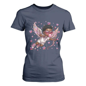 Cute Black Cupid T Shirt For Women African American Valentines Day Gift - African Pride