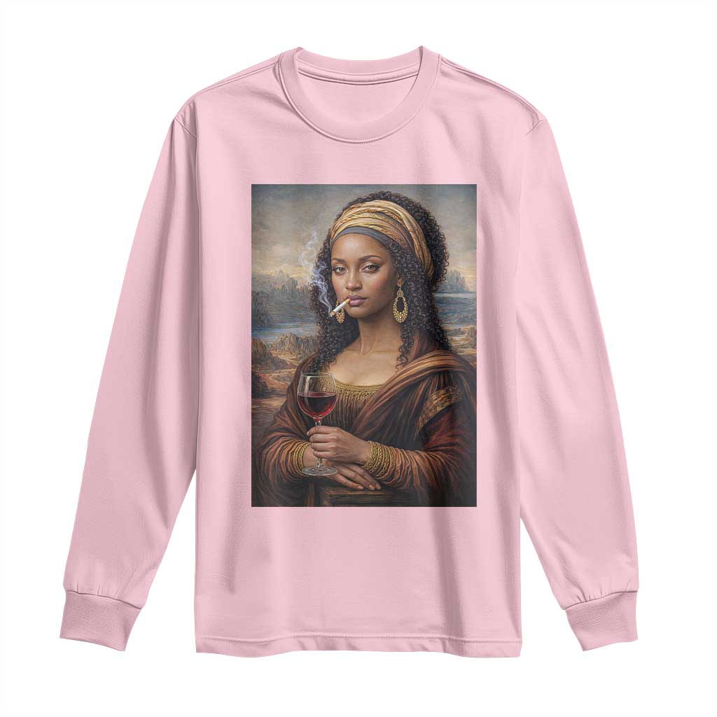 Funny Black Mona Lisa Long Sleeve Shirt Melanin Queen Black History Month