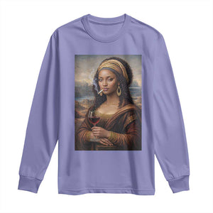 Funny Black Mona Lisa Long Sleeve Shirt Melanin Queen Black History Month