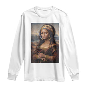 Funny Black Mona Lisa Long Sleeve Shirt Melanin Queen Black History Month