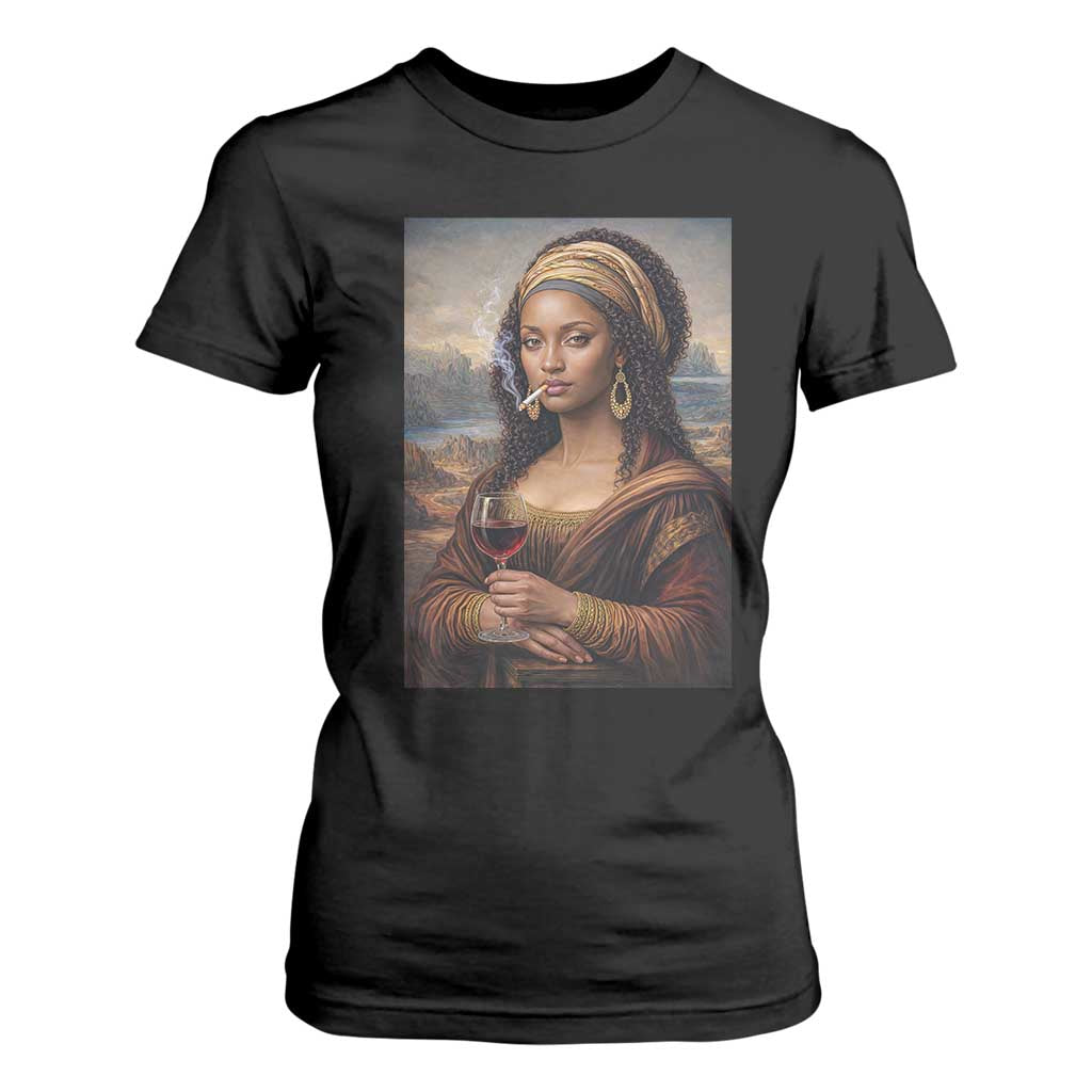 Funny Black Mona Lisa T Shirt For Women Melanin Queen Black History Month