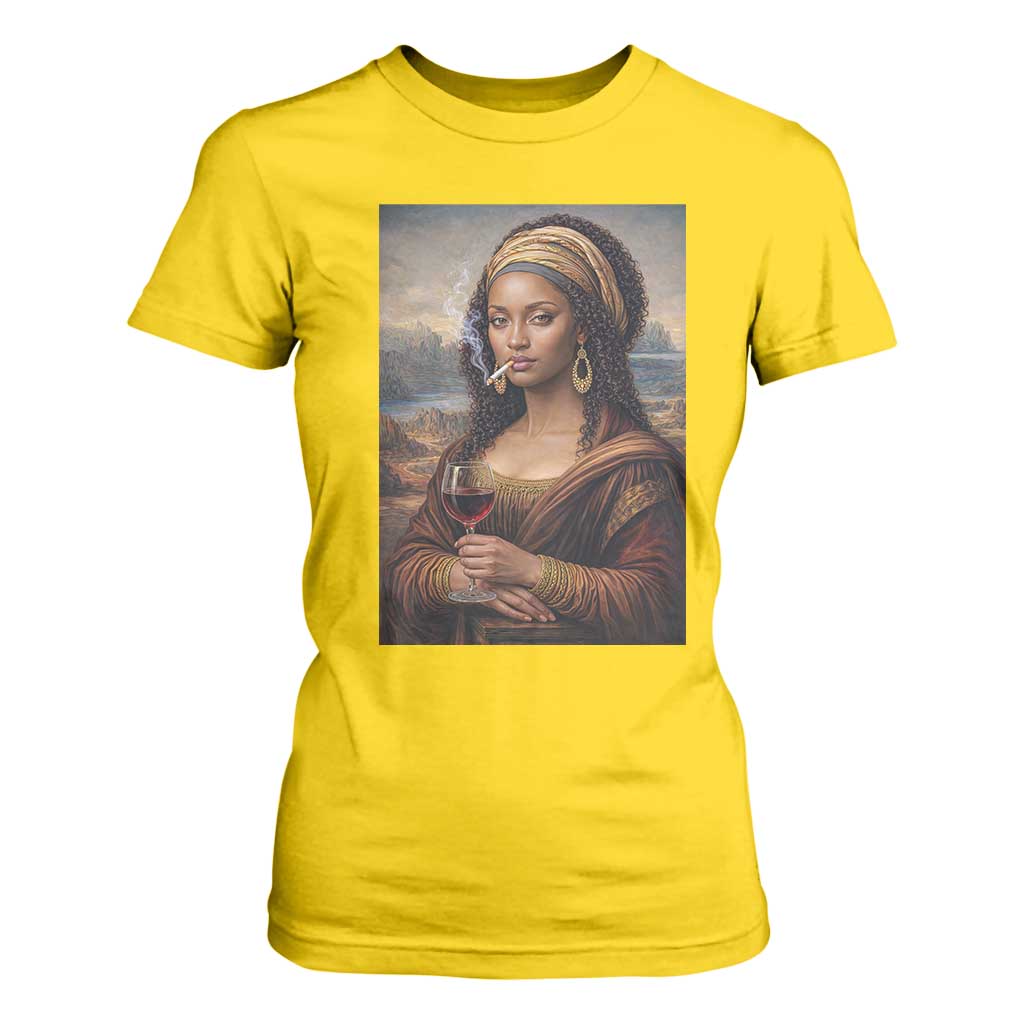 Funny Black Mona Lisa T Shirt For Women Melanin Queen Black History Month