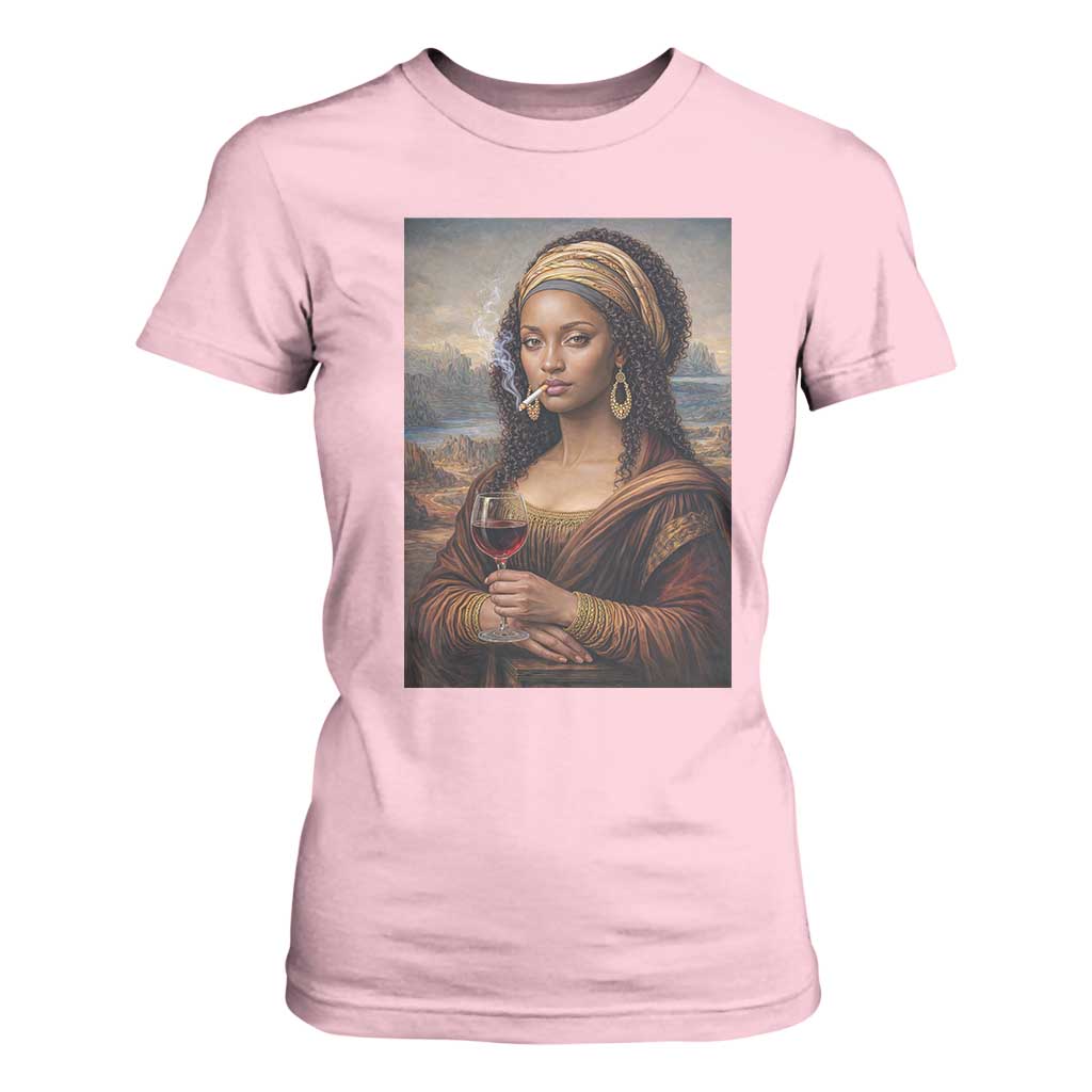 Funny Black Mona Lisa T Shirt For Women Melanin Queen Black History Month