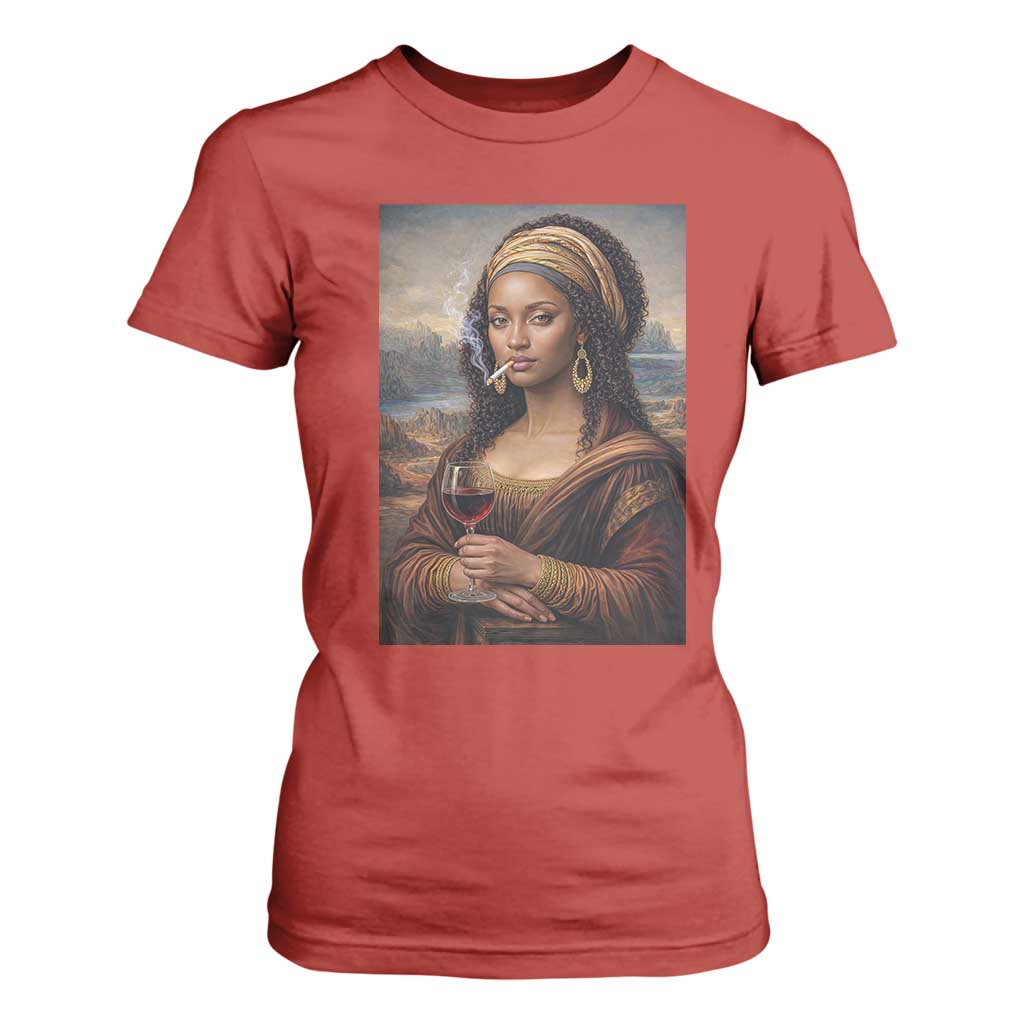 Funny Black Mona Lisa T Shirt For Women Melanin Queen Black History Month