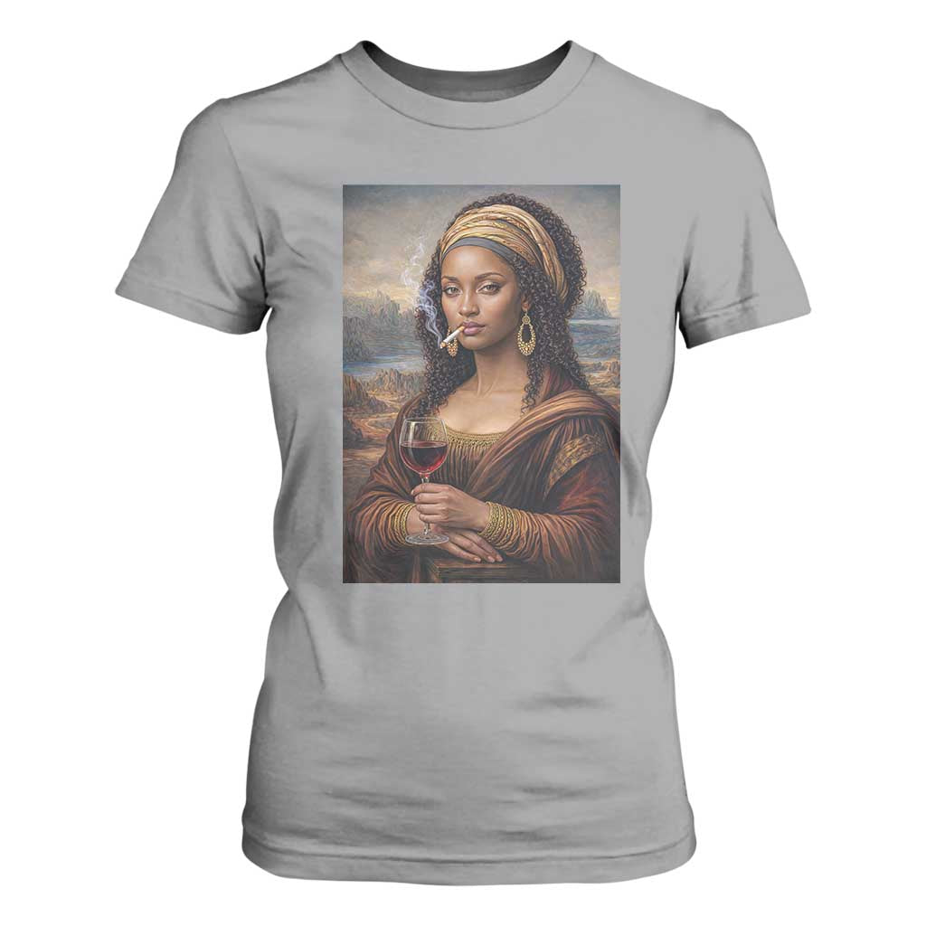 Funny Black Mona Lisa T Shirt For Women Melanin Queen Black History Month