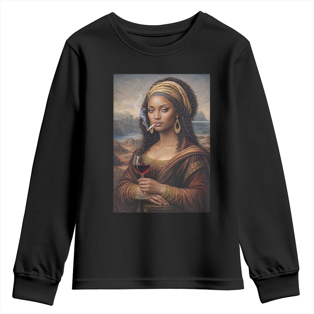 Funny Black Mona Lisa Youth Sweatshirt Melanin Queen Black History Month