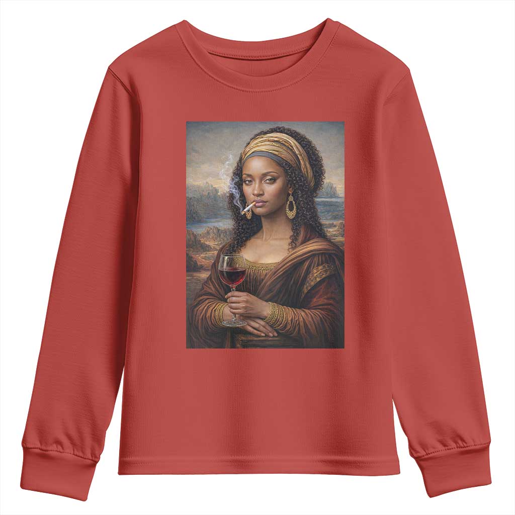 Funny Black Mona Lisa Youth Sweatshirt Melanin Queen Black History Month
