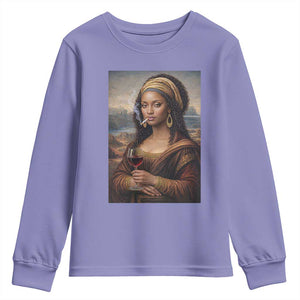 Funny Black Mona Lisa Youth Sweatshirt Melanin Queen Black History Month