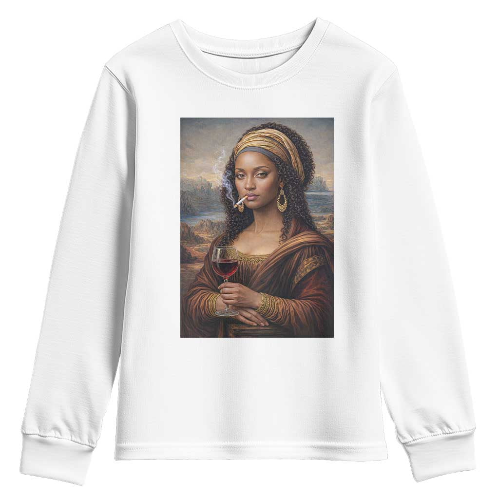 Funny Black Mona Lisa Youth Sweatshirt Melanin Queen Black History Month
