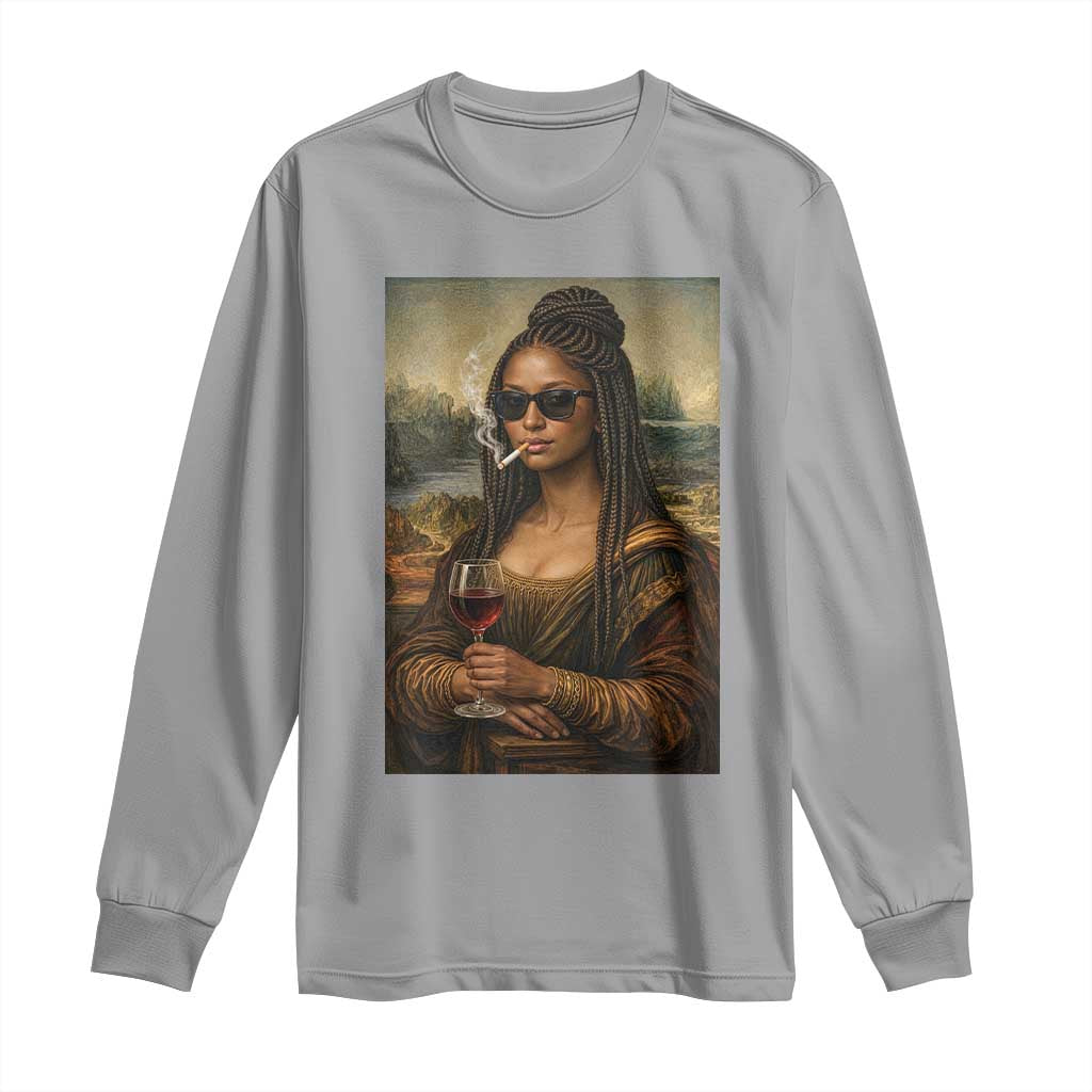 Black Mona Lisa African American Long Sleeve Shirt Black History Month