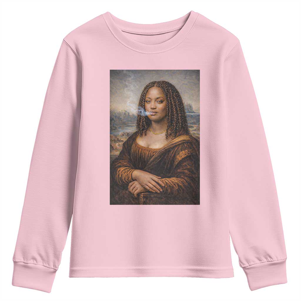Funny Black Mona Lisa Youth Sweatshirt African American Pride