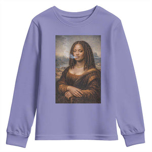 Funny Black Mona Lisa Youth Sweatshirt African American Pride