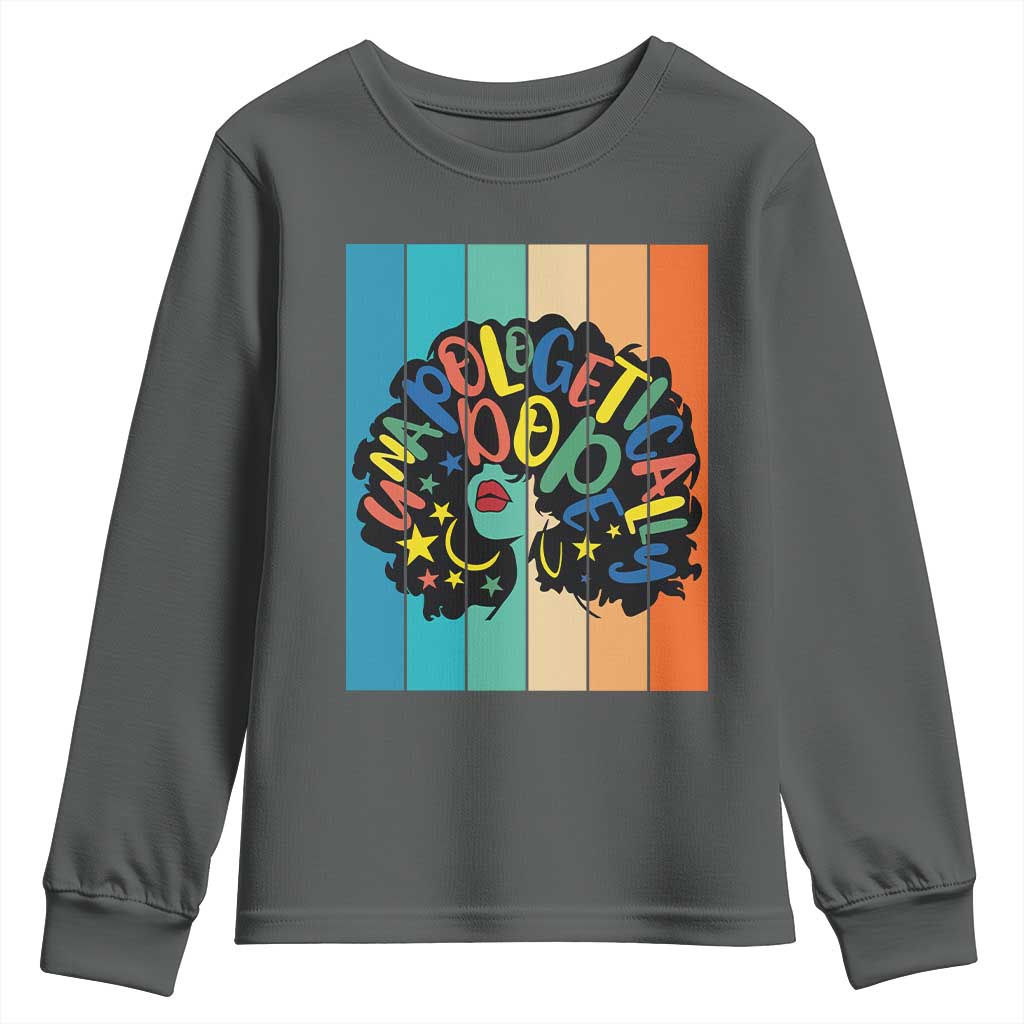 Black Girl Magic Pride Youth Sweatshirt Unapologetically Dope Retro Sunset - African Pride