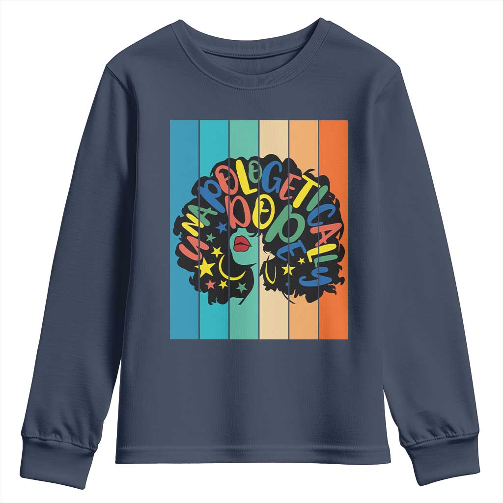Black Girl Magic Pride Youth Sweatshirt Unapologetically Dope Retro Sunset - African Pride