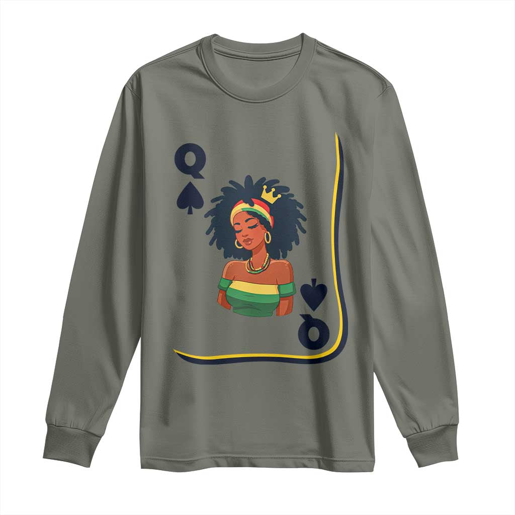 Queen Of Spades Black Girl Long Sleeve Shirt African American Women Pride - African Pride
