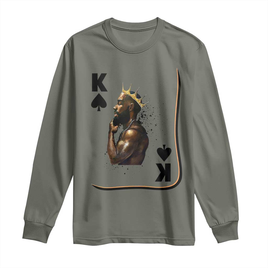 King Of Spades Black Man Long Sleeve Shirt African American Men Pride - African Pride
