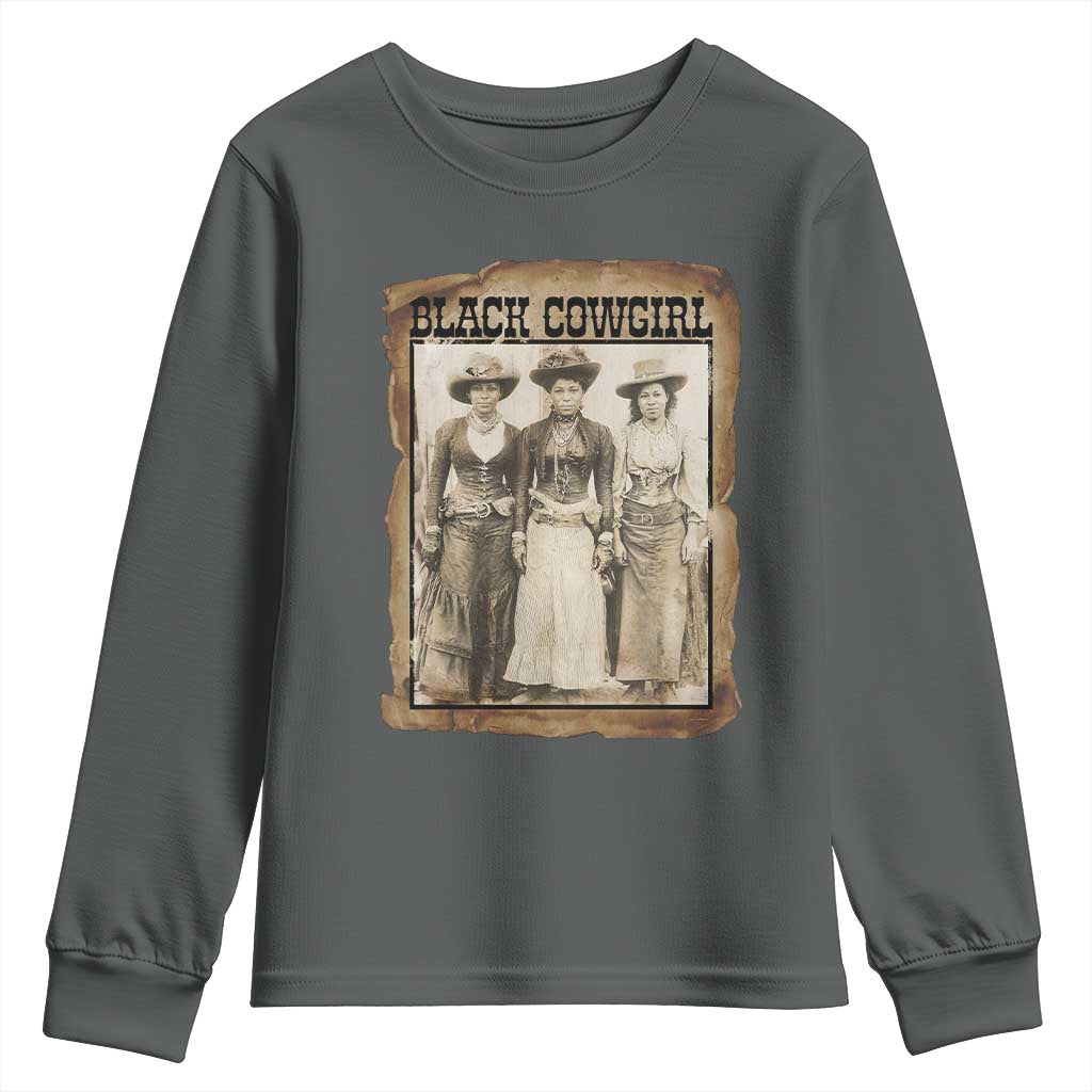 Black Cowgirl Pride Youth Sweatshirt Western Black History Month Gift - African Pride